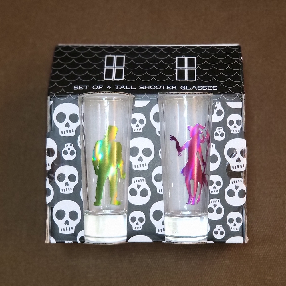 Halloween Set of 4 Tall Shooter Glasses (Shot Glasses)